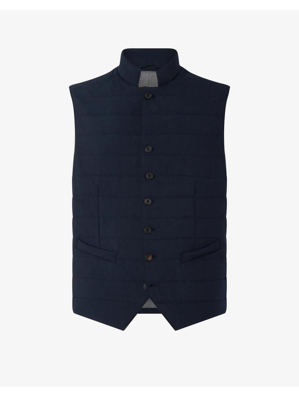 $695 NWOT Corneliani Mens Blue Padded Techno Poplin Gilet Vest Size 48 XXL Lined